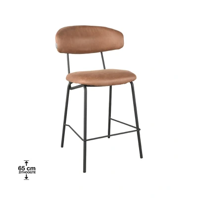 Afbeelding van Zack barkruk 53x57x95cm micro suède cognac