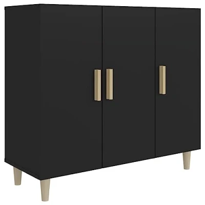Afbeelding van vidaXL Zwart dressoir 90x34x80 cm bewerkt hout
