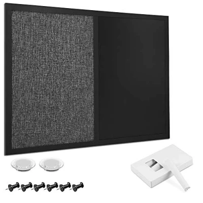 Afbeelding van Navaris prikbord en magnetisch krijtbord Memobord voor aan de muur Wandbord 60 x 45 cm Inclusief krijtmarker, magneten punaises Zwart
