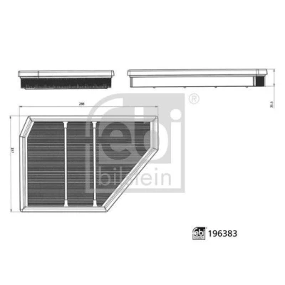 Afbeelding van FEBI BILSTEIN 196383 Luchtfilter 35,5mm 197mm 288mm Filter insert BMW: X5, X6