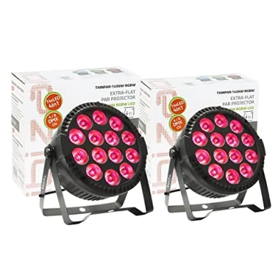 Afbeelding van Ibiza light Set van 2 projectoren THINPAR 14 x 6W RGBW DMX led afstandsbediening, extra plat, avond, Dj, party, bar, club, discotheek, sfeer