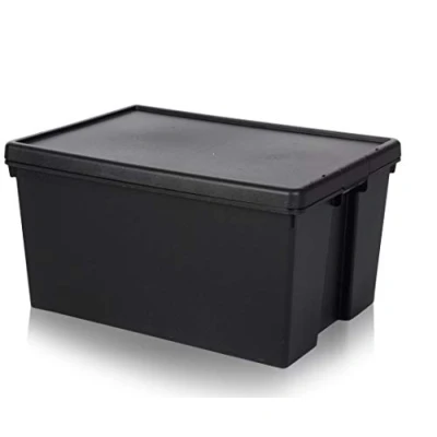 Afbeelding van Wham Bam Heavy Duty Set van 2 recyclingdozen 96 liter met deksel 69 x 49,5 37 cm zwart