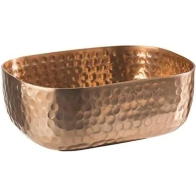 Afbeelding van APS Aluminium schaal met gehamerd koperen oppervlak voor koude en warme gerechten, 15,5 x 12,0 cm, 0,7 liter