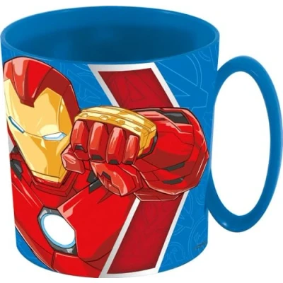 Afbeelding van Marvel Avengers Iron Man Captain America blauwe kinderbeker kunststof 350 ml in de magnetron