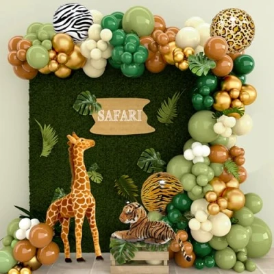 Afbeelding van Ballonboog voor verjaardag,127 stuks, decoratie eerste verjaardag, groene ballon, jungle, safari, meisjes, ballonboogset, groen, babyshower, decoratie, doop