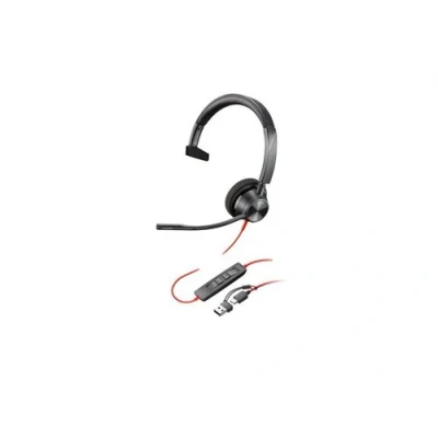 Image de Poly Blackwire 3310 3300 series micro casque sur oreille filaire USB C noir certifié UC