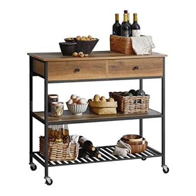 Image de SoBuy FKW112 PF Desserte Roulante Chariot de Cuisine 2 étages Meuble Rangement à roulettes avec Tiroirs