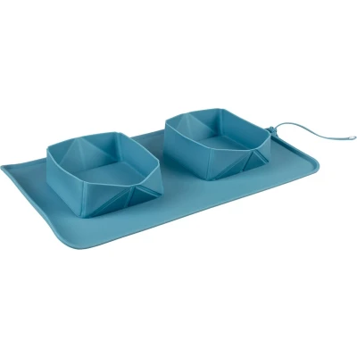 Afbeelding van Duvoplus Reisbench Hond Silicone Reiskommen 600ml 39x23,5x5cm Petrol 1st