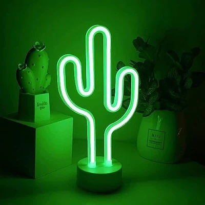 Afbeelding van Cactus neonbord op batterijen of USB voor slaapkamer, led lichtbasis, kerstdecoratie, verjaardagsfeest, decoratie, woonkamer, tafel, cadeau kinderen...