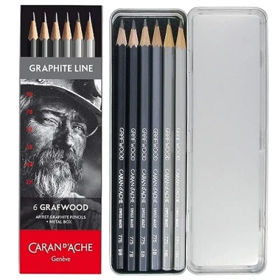 Afbeelding van Caran d&#039;Ache 0775.306 Artist Graphite Line Grafwood potloden, 6 hardheidsniveaus, grijs