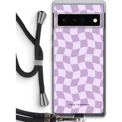 Afbeelding van Case Company® hoesje met Koord geschikt voor Google Pixel 6 Pro Grid Paars Telefoonhoesje Zwart Bescherming aan alle Kanten en Over de Schermrand