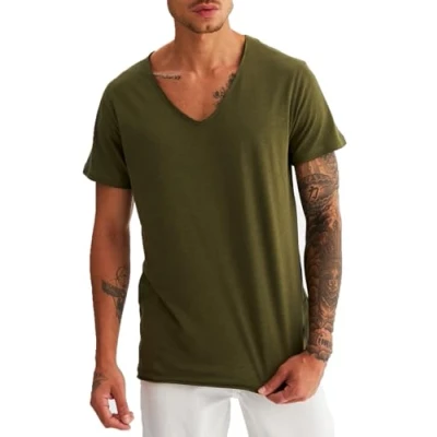 Afbeelding van Leif Nelson Het T shirt voor heren met V hals LN 6280