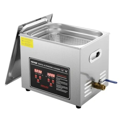 Afbeelding van VEVOR Ultrasone Reiniger Roestvrij Staal Met Digitaal Display 10L 33*27*27.5cm Voor Laboratoria, Voedsel, Biologie, Medische en Agrarische Industrieën Of Dagelijkse Reiniging, Golfclubs Zilver