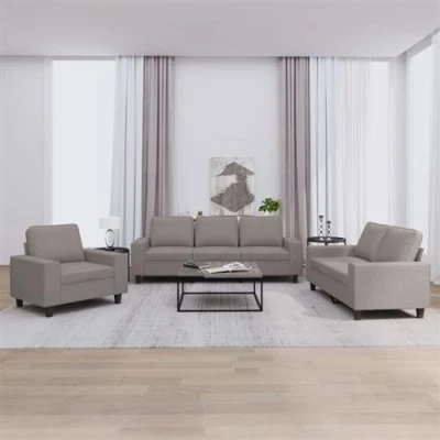 Afbeelding van vidaXL 3 delige Loungeset stof taupe