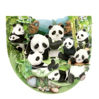 Afbeelding van SANTORO PopnRock 3D pop up wenskaart panda&#039;s voor haar, hem, kinderen, meisjes verjaardagskaart panda handgemaakt
