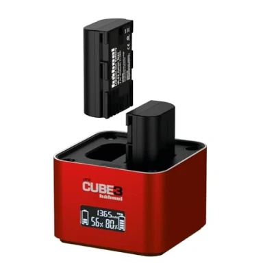 Image de Chargeur double Hähnel ProCube3 pour batterie Canon LP E6 E6N E6NH E6P E8 et E17 Rouge