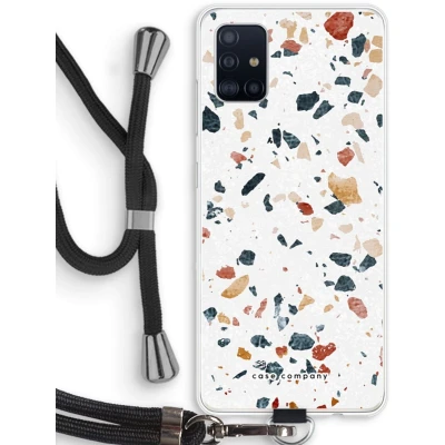 Afbeelding van Case Company® hoesje met Koord geschikt voor Samsung Galaxy A51 4G Terrazzo N4 Telefoonhoesje Zwart Bescherming aan alle Kanten en Over de Schermrand
