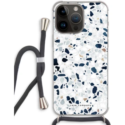 Afbeelding van Case Company® hoesje met Koord geschikt voor iPhone 14 Pro Max Terrazzo N1 Telefoonhoesje Zwart Extra Bescherming aan alle Kanten en Over de Schermrand