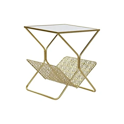 Afbeelding van Tijdschriftenrek DKD Home Decor Spiegel Gouden Metaal (45 x 45 55 cm)