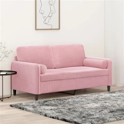 Afbeelding van vidaXL Tweezitsbank met sierkussens 140 cm fluweel roze