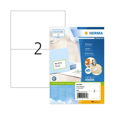 Image de Herma Premium 4282 étiquettes adhésives permanentes 210 x 148 mm (200 étiquettes) blanc