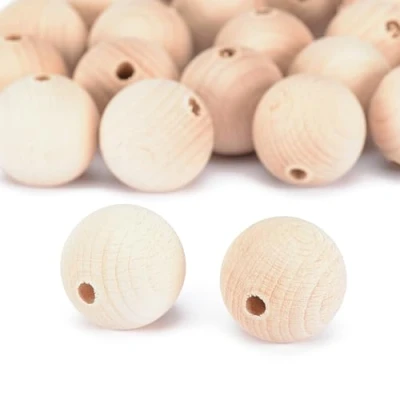 Afbeelding van Vaessen creative hout, onbehandeld, Ø 35 mm, 20 stuks, ronde kralen voor creatieve vrije tijd, ambachtelijke decoraties, sieraden en meer, set