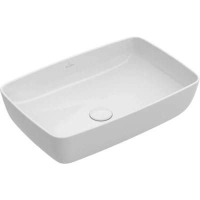Afbeelding van Villeroy &amp; Boch Artis opzetwastafel rechthoekig 58x38cm zonder overloop ceramic+ wit