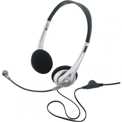 Afbeelding van Renkforce On Ear headset Computer Kabel Stereo Zwart, Zilver Volumeregeling