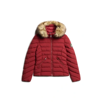 Afbeelding van Superdry FUJI Hooded Padded Winterjas, Dames, Maat: 42, Stanton red