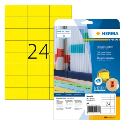 Image de Herma Special 4466 étiquettes amovibles A4 70 x 37 mm (480 étiquettes) jaune