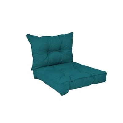 Afbeelding van POKAR Set van 2 stoelkussens voor rotan 50x50x10 cm rugleuning 50x40x10 (donkergroen)
