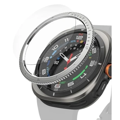 Afbeelding van Ringke Bezel Styling van gehard glas, compatibel met Samsung Galaxy Watch Ultra, accessoires, beschermhoes, roestvrij staal, krasbestendig, zilverkleurig [47 03]
