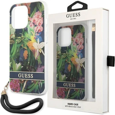 Afbeelding van Guess GUHCP13SHFLSB iPhone 13 mini 5.4 blauw/blauwe hardcase bloemenband