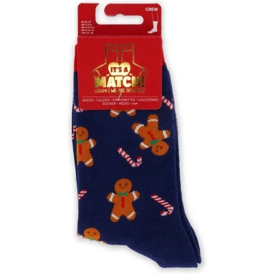 Afbeelding van Legami It&#039;s a Match sokken, kleurrijk en grappig, sokken voor heren, dames, kinderen, elastisch, silhouetten, comfortabel, rood groen, GINGERBREAD