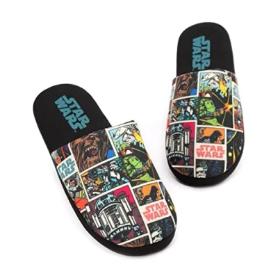 Afbeelding van Star Wars Pantoffels Heren Volwassenen Cartoon Slip on Black House Shoes, Zwart, zwart.