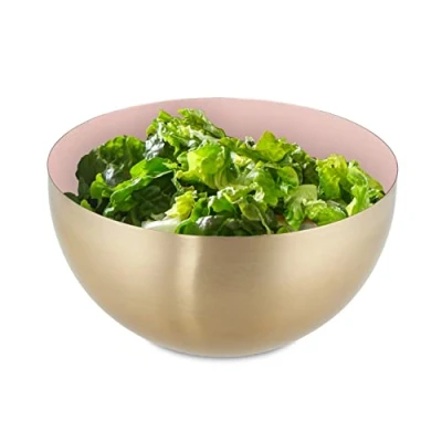 Afbeelding van Relaxdays saladeschaal 2 liter saladekom serveerschaal rond mengkom rvs roze