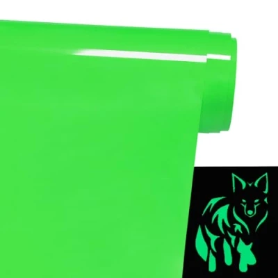 Afbeelding van FOSER Plotterfolie voor textiel, regenboogreflecterende folie, 30,5 cm x 1,5 m, thermotransfervinyl, T shirts en stoffen, gloeit in het donker, groen