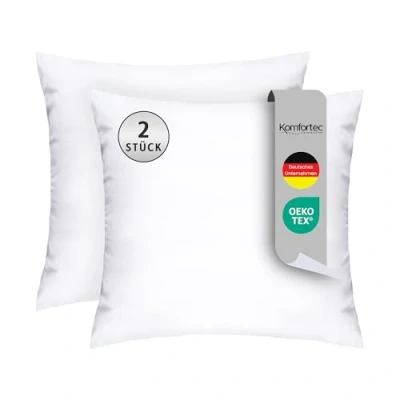Afbeelding van Komfortec Hoofdkussen 80x80 cm (2 stuks set), Hotelkwaliteit Slaapkussen, Slaapkamer, Wasbaar, Ergonomisch (Wit)