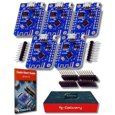 Afbeelding van AZDelivery 5 x D1 Mini V3 compatibel met Arduino inclusief E Book!