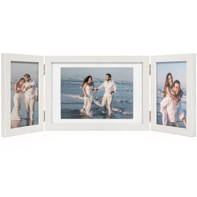 Afbeelding van Afuly Drievoudige Fotolijst Witte Houten Fotolijsten Meerdere 3 Foto&#039;s Moederdag Bruiloft Verjaardagscadeaus, 6x4 en 7x5 inch