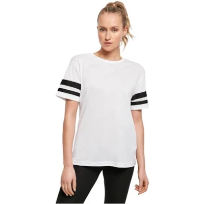 Afbeelding van Build your Brand Ladies ́ Mesh Stripe Tee BY033 Black/White