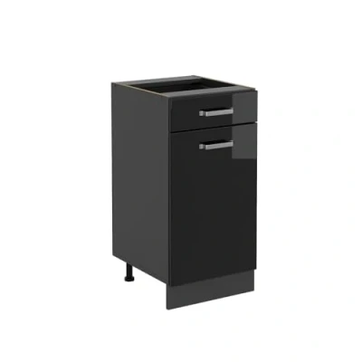 Afbeelding van Vicco Keukenonderkast R Line, Zwart hoogglans/Antraciet, 40 cm zonder werkblad