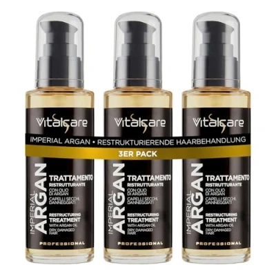 Afbeelding van Vitalcare Imperial Argan Herstructurerende haarbehandeling met arganolie, lijnzaadolie, oliecomplex voor droog en beschadigd haar, 3 x 100 ml