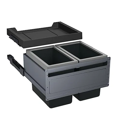 Afbeelding van Franke FX60 Inbouwafvalemmer met 2 vakken voor keukenafvalemmer deksel, x 26 liter