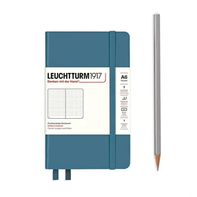 Afbeelding van Leuchtturm notitieboek pocket 9x15cm dots stone blue A6 formaat