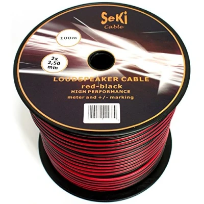 Afbeelding van SeKi luidsprekerkabel 2 x 2,50 mm² 100 m rood/zwart CCA audiokabel