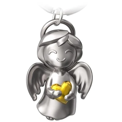 Afbeelding van FABACH Shiny beschermengel sleutelhanger met hart geluksengel geluksgeschenk engel als cadeau idee voor vriendin, Goud, Modern