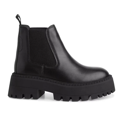 Afbeelding van Tamaris MIT Touchit Enkellaarsjes met plateauzool, Dames, Maat: 40, Black Leer/ synthetisch