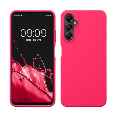 Afbeelding van kwmobile telefoonhoesje geschikt voor Samsung Galaxy A05s Hoesje met siliconen coating Smartphone case in neon roze