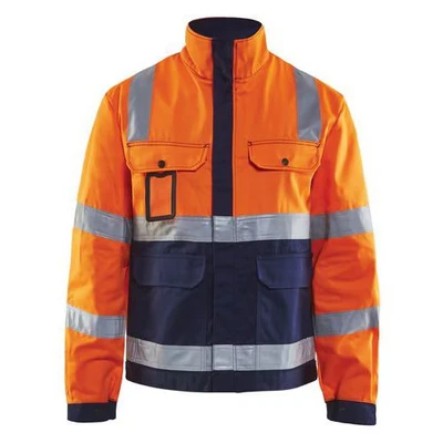 Image de Veste haute visibilité orange fluorescent/marine avec soufflet